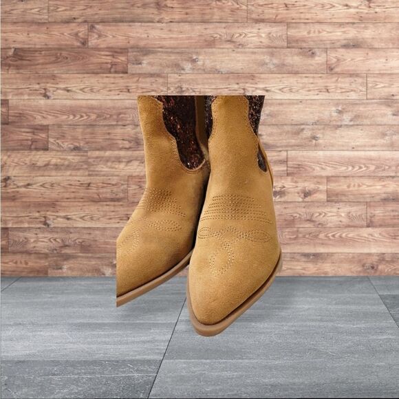 New DOLCE VITA Shreya Glitter Suede Cowboy Boots SZ 7 - Picture 7 of 8